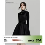 [FUSSED 22AW pearl black dress 珍珠黑高腰蓬蓬小黑裙连衣裙短裙]