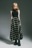 [FUSSED foF系列 plaid designer dress格纹拼接镂空连衣裙设计师]
