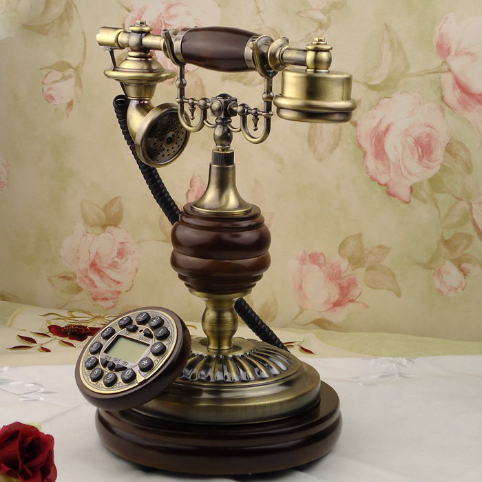 European solid wood telephone antique telephone retro telephone creative classical telephone landline new