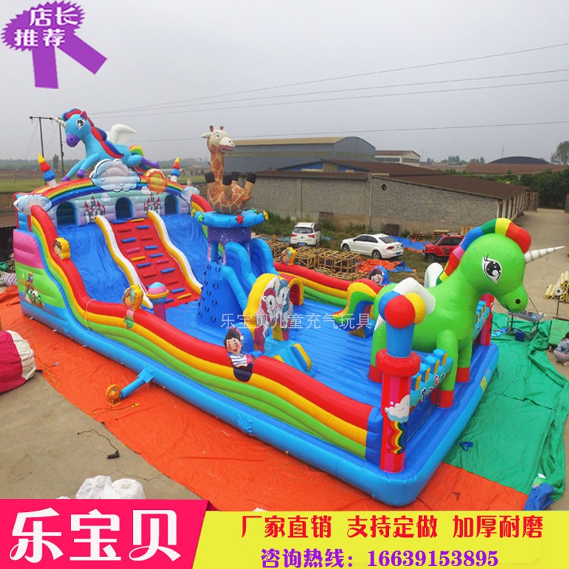 Children's net red bouncy castle outdoor large inflatable trampoline jumping bed outdoor square stall inflatable toys