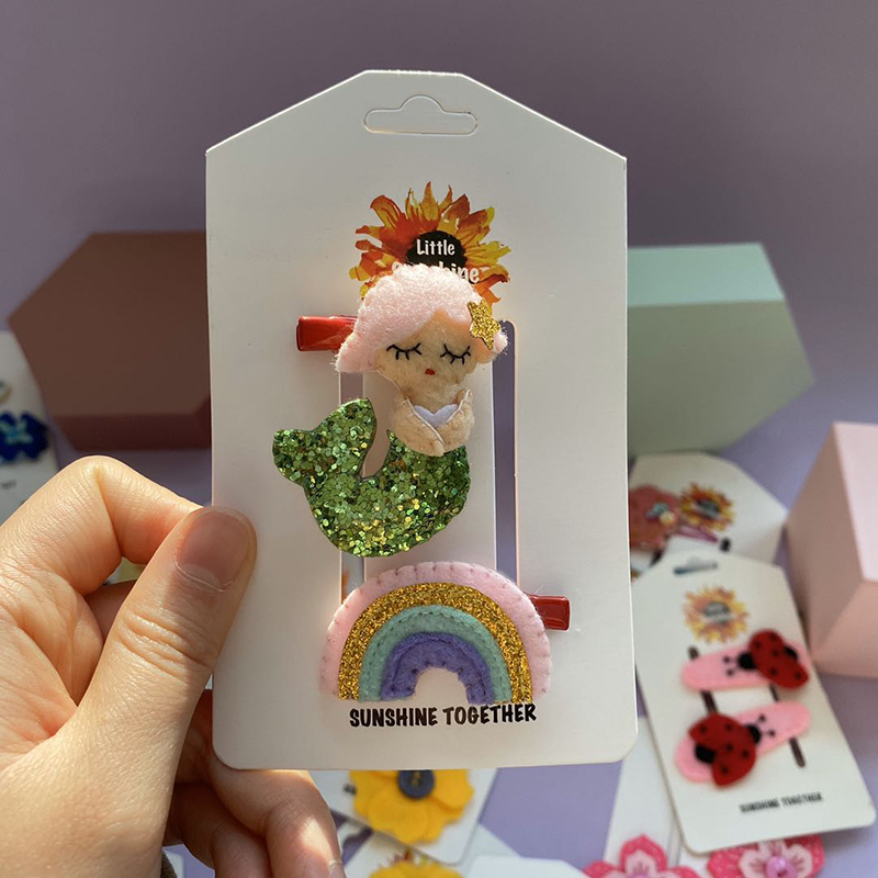 Cute cartoon little girl hair adorned with baby head decoration European and American wind princess hand felt small flower hair clip and sea clip