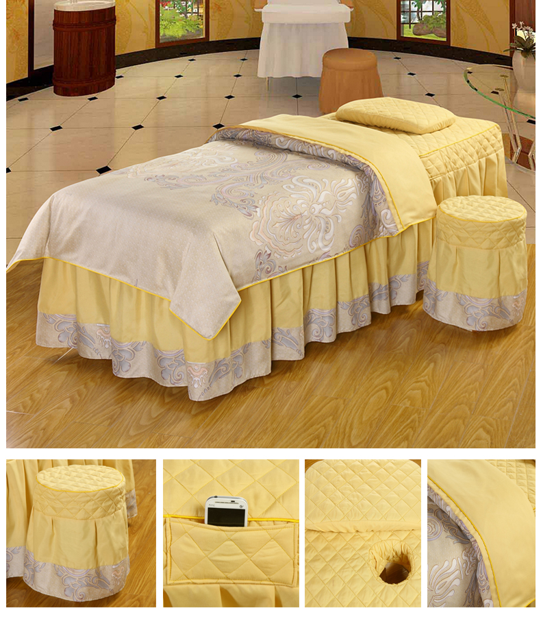 Đặc biệt cung cấp làm đẹp giường bao gồm bốn bộ thẩm mỹ viện massage giường bìa châu Âu tùy chỉnh massage vật lý trị liệu bộ giường đặc biệt khăn trải giường spa giá rẻ
