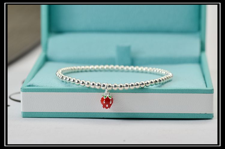 999 sterling bạc nhỏ dâu bạc hạt vòng tay cha mẹ trẻ em hạt vòng tay siêu mịn vòng chân nhỏ trang sức tươi nữ - Vòng chân vòng chân cho nữ