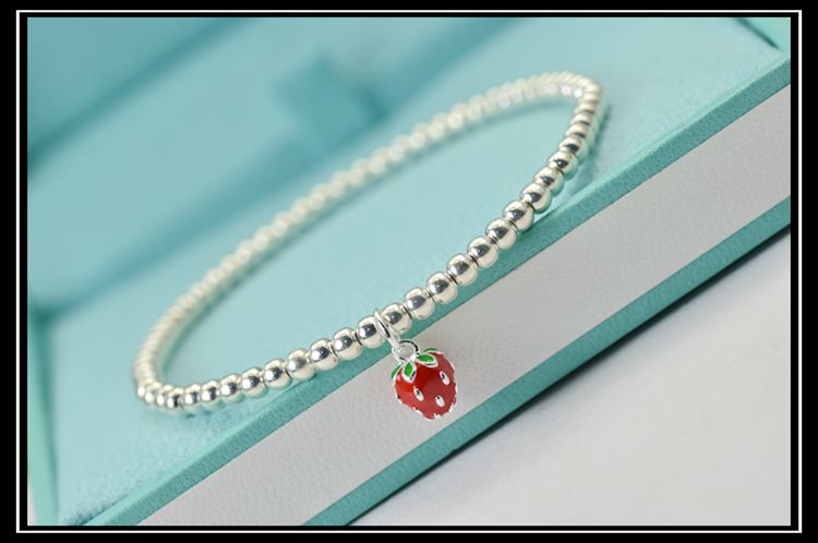999 sterling bạc nhỏ dâu bạc hạt vòng tay cha mẹ trẻ em hạt vòng tay siêu mịn vòng chân nhỏ trang sức tươi nữ - Vòng chân vòng chân cho nữ