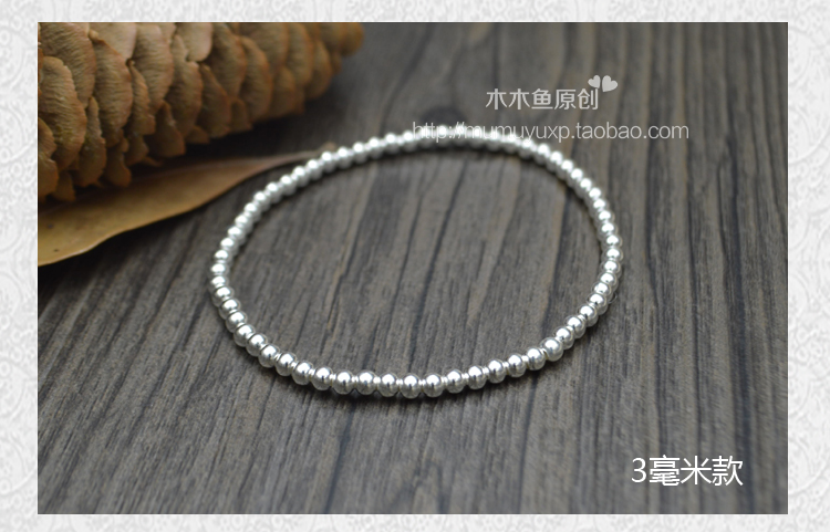 Chính hãng tùy chỉnh S999 retro sterling bạc hạt vài bóng bé chuyển hạt vòng tay vòng chân trang sức nhiều vòng nữ - Vòng chân lắc chân nữ bạc ta