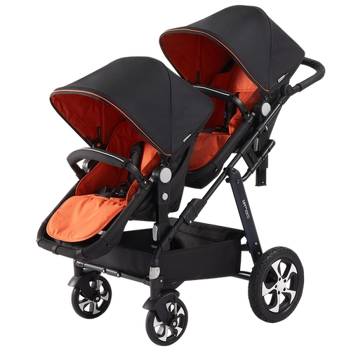 Детская складная коляска для близнецов с сидением для двоих, можно сидеть и лежать