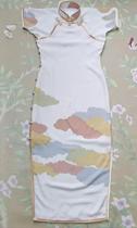 Cloud pattern ancient method flat cut cut handmade cheongsam silk embroidery silk girl cheongsam dress toast