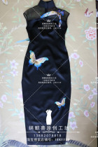 Daily Cheongsam] Original summer handmade improved new Chinese cheongsam custom silk hand embroidered dress