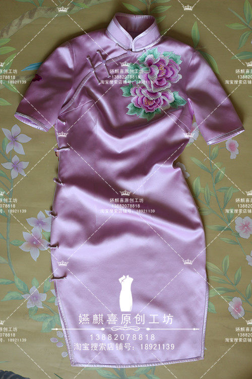 Spring and summer Republic of China Wind Improvement Flag-gown true silk embroidered with toast qipao accompanied by bridesmaid's holiday dress