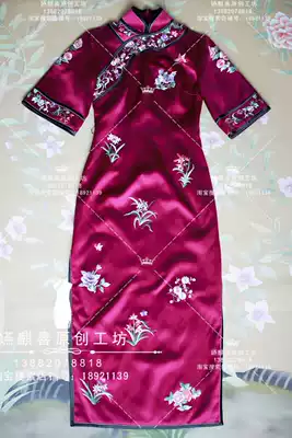 Spring and Summer Republic of China style new Chinese style improved cheongsam silk with shoulder short sleeve cheongsam dress