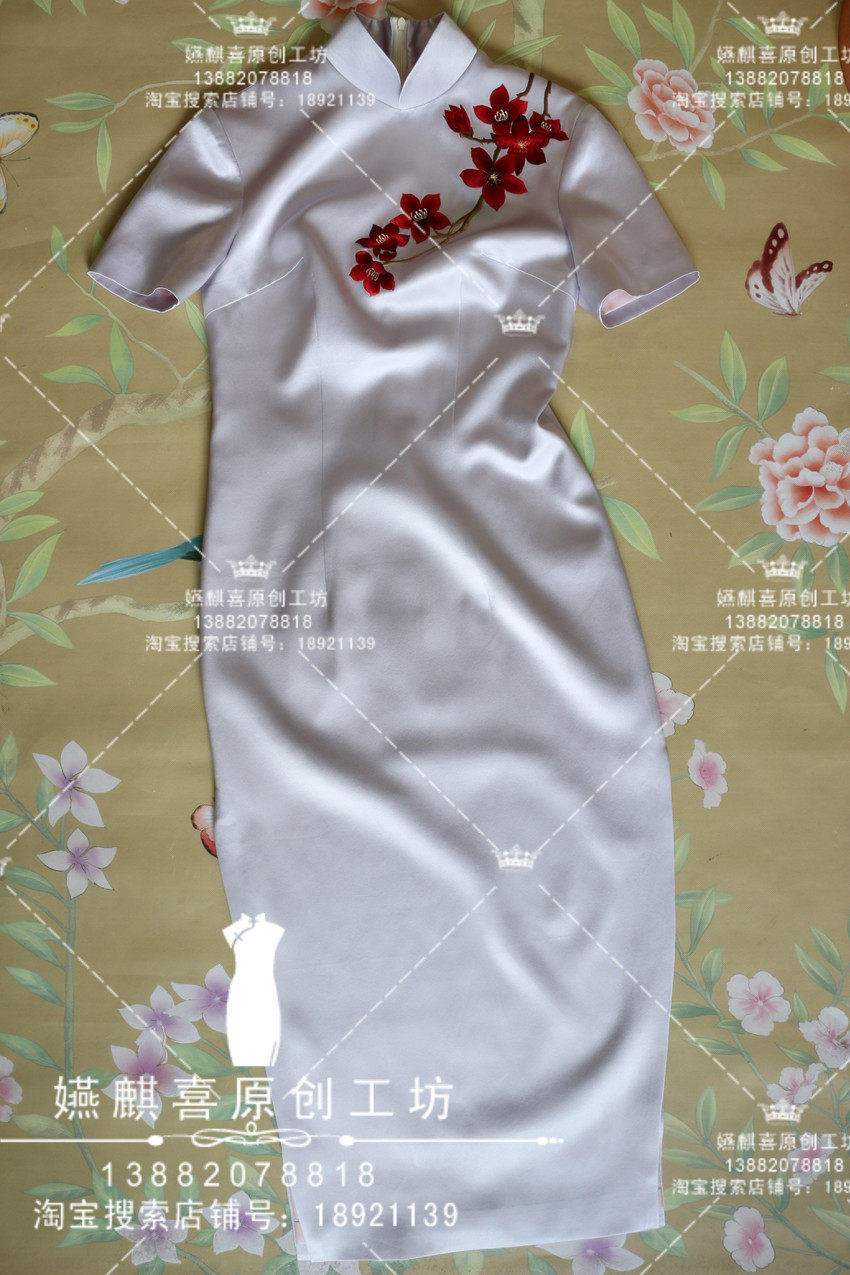 Heavy silk embroidery handmade Cheongsam Wedding dress Cheongsam Bridesmaid Cheongsam dress Graduation dress special