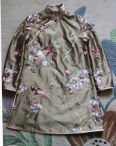  Modified cheongsam Autumn and winter small coat Embroidered cotton coat New Years coat Silk Tang coat jacket single coat