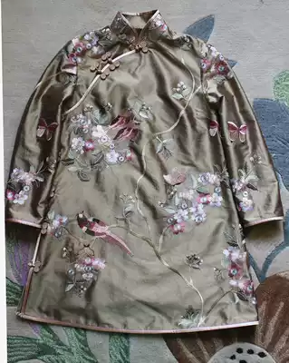 Improved cheongsam autumn and winter short cotton-padded clothes embroidered cotton-padded clothes New year jacket silk Tang suit jacket single coat