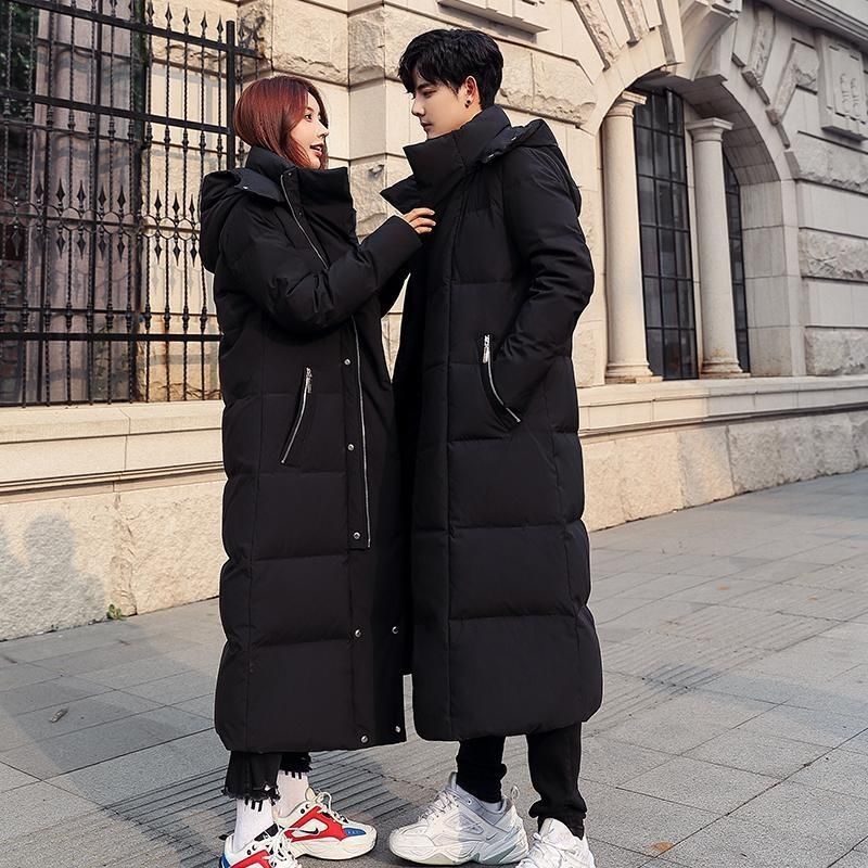 White duck down women's knee length, stylish, ins thick, couple's winter long jacket,_voghion.com