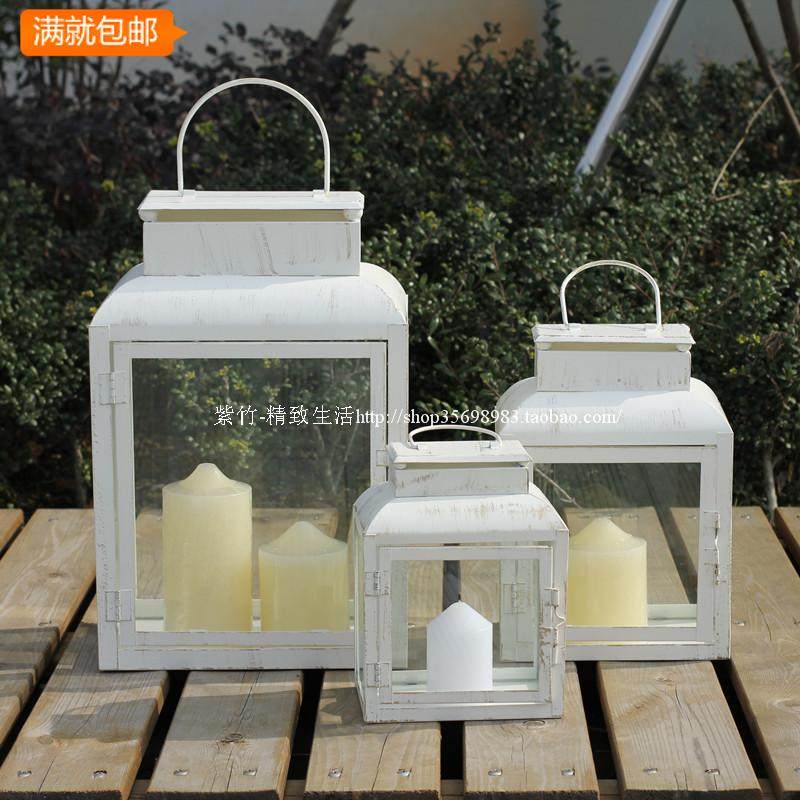 Minimalist Euostyle retro set of three candlesticks soft fit and decorated with windproof lamp square candle lamp Home decoration