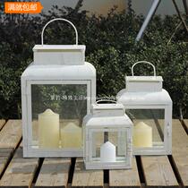 Simple European retro set of three Candlestick soft accessories ornaments windproof Light Square candle light home decoration