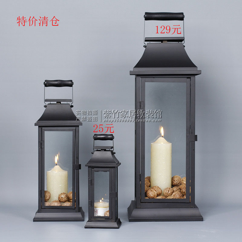 Kerosene lamp European wedding props wrought iron retro romantic candlestick ornaments windproof floor-to-ceiling windproof lamp candle holder seat for Buddha