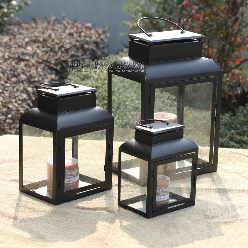 Square European-style black candlestick display props shop window sample room Courtyard Cafeterie for soft decorations