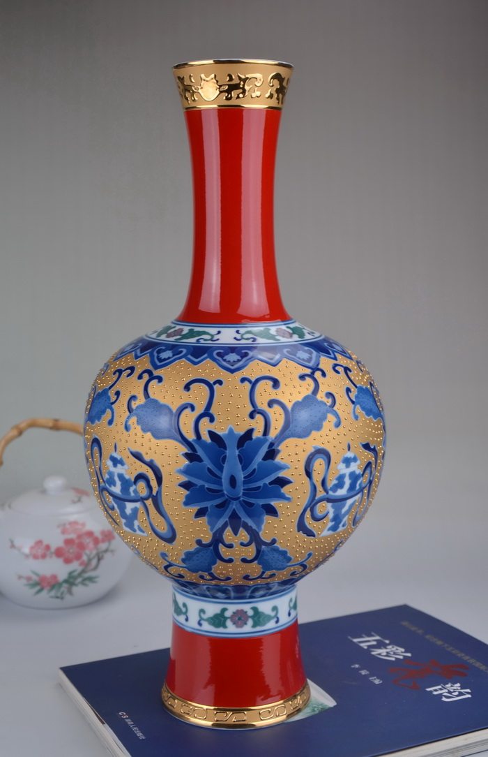 醴陵釉下五彩瓷器.群力双凤棕色底款桃花爆竹花瓶-淘宝Taobao | 天猫Tmall