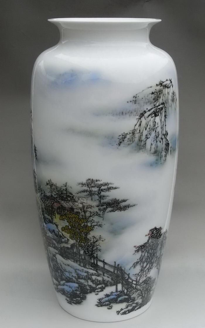 醴陵釉下五彩瓷器.群力双凤棕色底款桃花爆竹花瓶-淘宝Taobao | 天猫Tmall