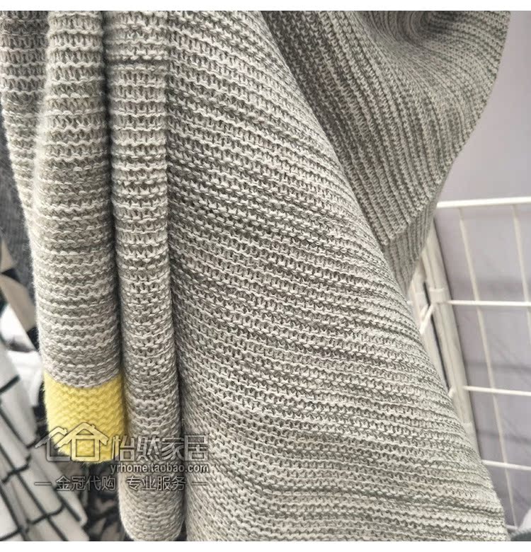 Miễn phí vận chuyển 30% off Lisa Marie giải trí mền 130x170cm xám cạnh màu vàng mua trong nước IKEA - Ném / Chăn chăn lông cừu trẻ em