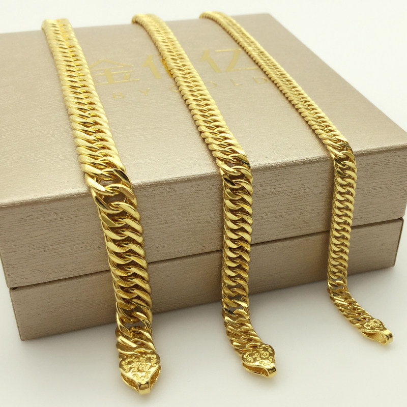 Gold ten billion foot gold 9999 Boss chain flat gold Handmade multiple regulations for men and women 520 love gifts
