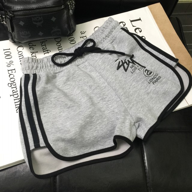 Mới in chữ terry cotton thun eo dây rút thể thao giản dị hoang dã quần short mỏng quần nóng nữ triều quần short da nữ cá tính