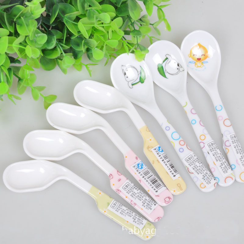 1 set of baby children's tableware spoon Household baby eating training non-food spoon Feeding spoon Soup spoon Fork spoon
