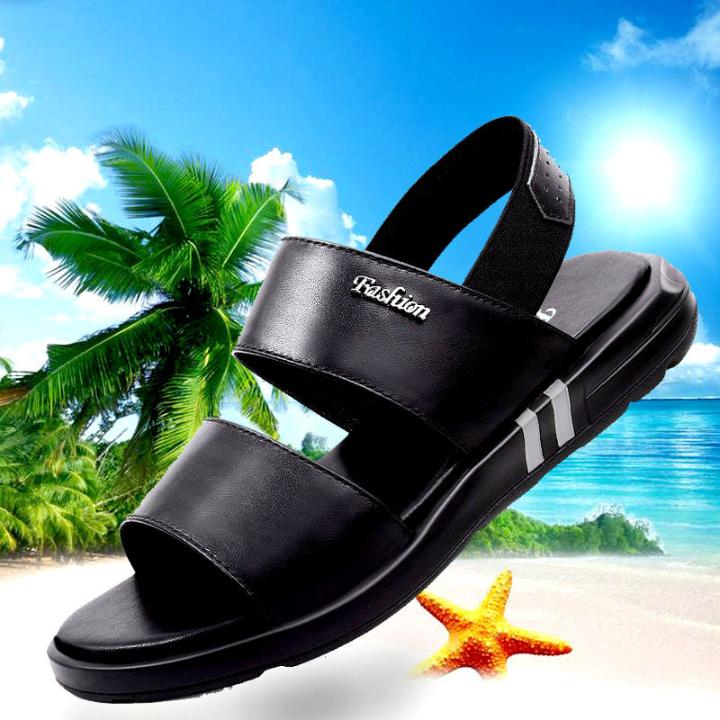 Summer outdoor wear real leather sandals men's 2020 new small size 37 Korean version of the tide casual beach shoes 36 soft bottom
