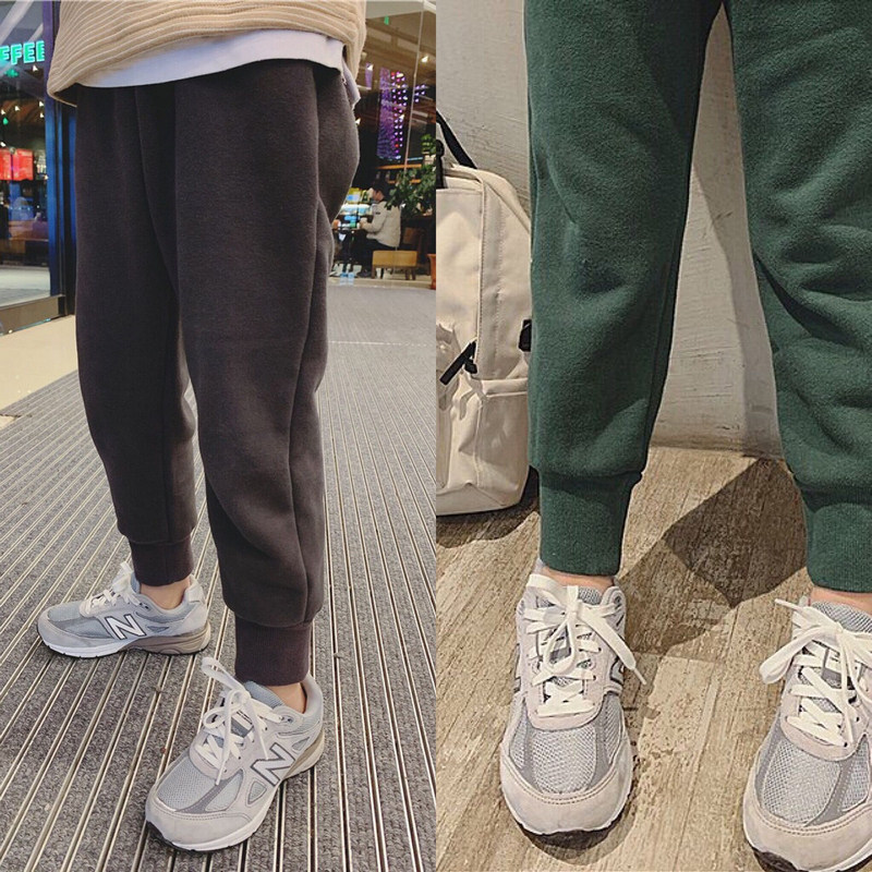 Boys velvet pants winter 2018 new children's clothing children's velvet pants girls thickened inner pants warm pants cotton pants