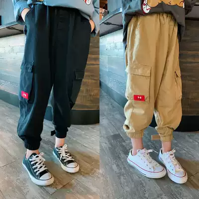 Boys' overalls in children 2020 Spring and Autumn new children's clothing children's parent-child clothing Primary School students loose casual trousers