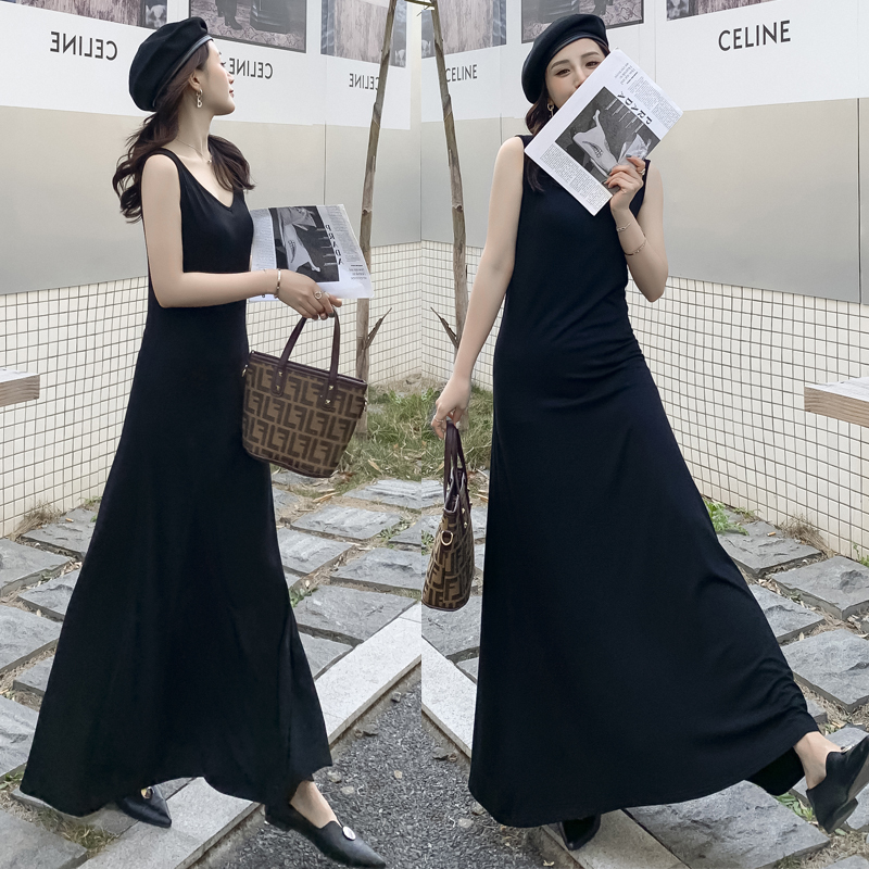 Long Modal Dress for Tall Women, Summer Style, Loose Fit, Plus Size, Ankle-Length Tank Dress, Flared Skirt, Inner Long Dress