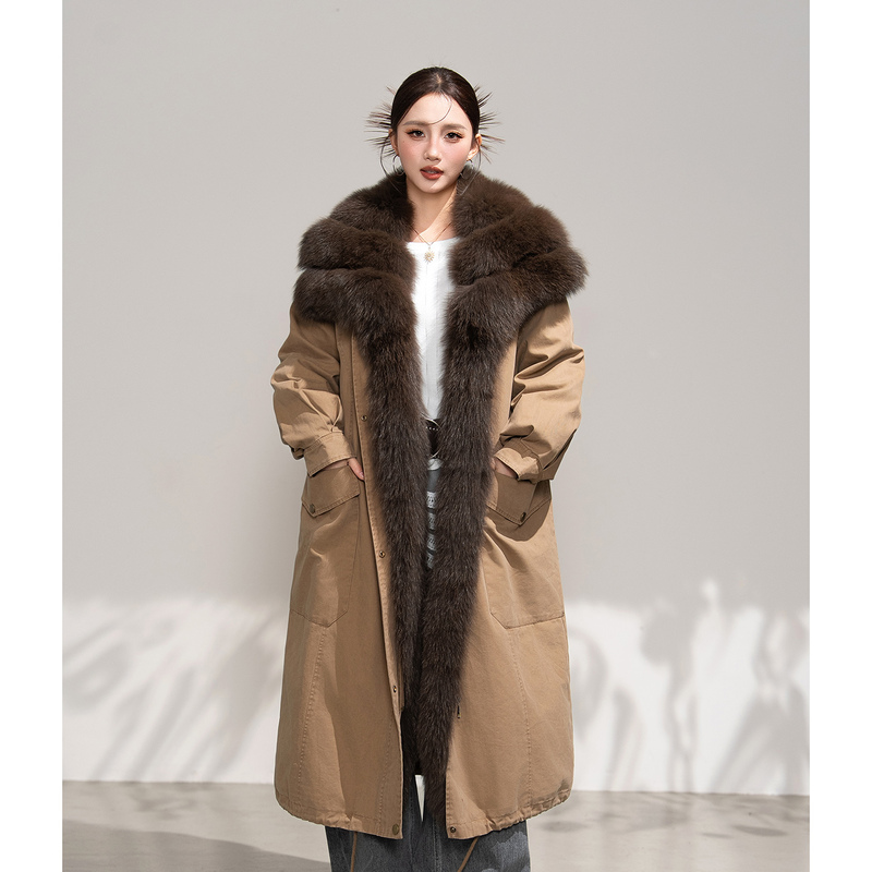 Fox Fur Collar Parka 2025 New Style Mid-Length Slimming Goose down Parka Coat
