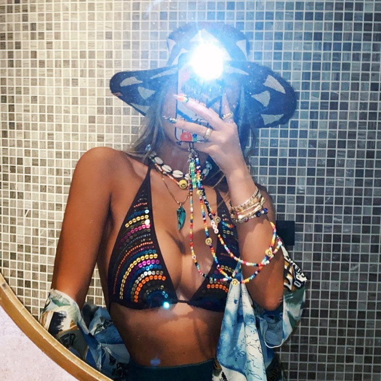 LOVEMILK European and American sexy sequin bikini swimsuit blouse LM58 -Taobao