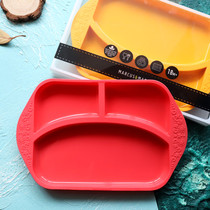 Canada imported silicone Silicone Integrated baby Meal Dinner dinner Dinner Training Dinner Plate Anti-Fall Heatproof Dish