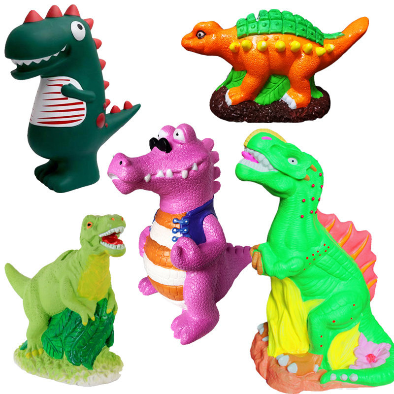Boy's money dinosaur fall not bad painted dolls non-plaster painted white blank children DI painted graffiti hand toys-Taobao