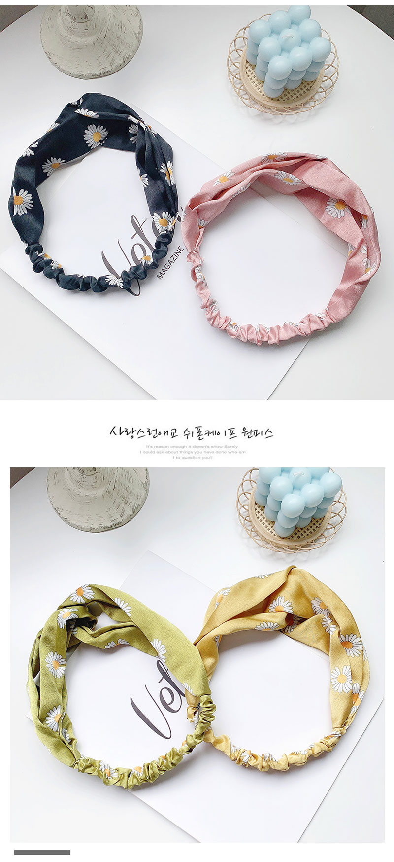 Hairband Small Daisy Cotton Silk Light And Thin Retro Korean Cross Stretch Elastic Hairband Wholesale Nihaojewelry display picture 3