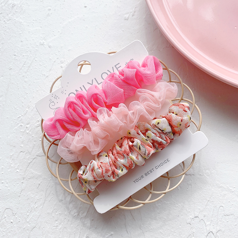 Korean Large Intestine Hair Ring Children Candy Hair Scrunchies Set Headdress Wholesale Nihaojewelry display picture 8