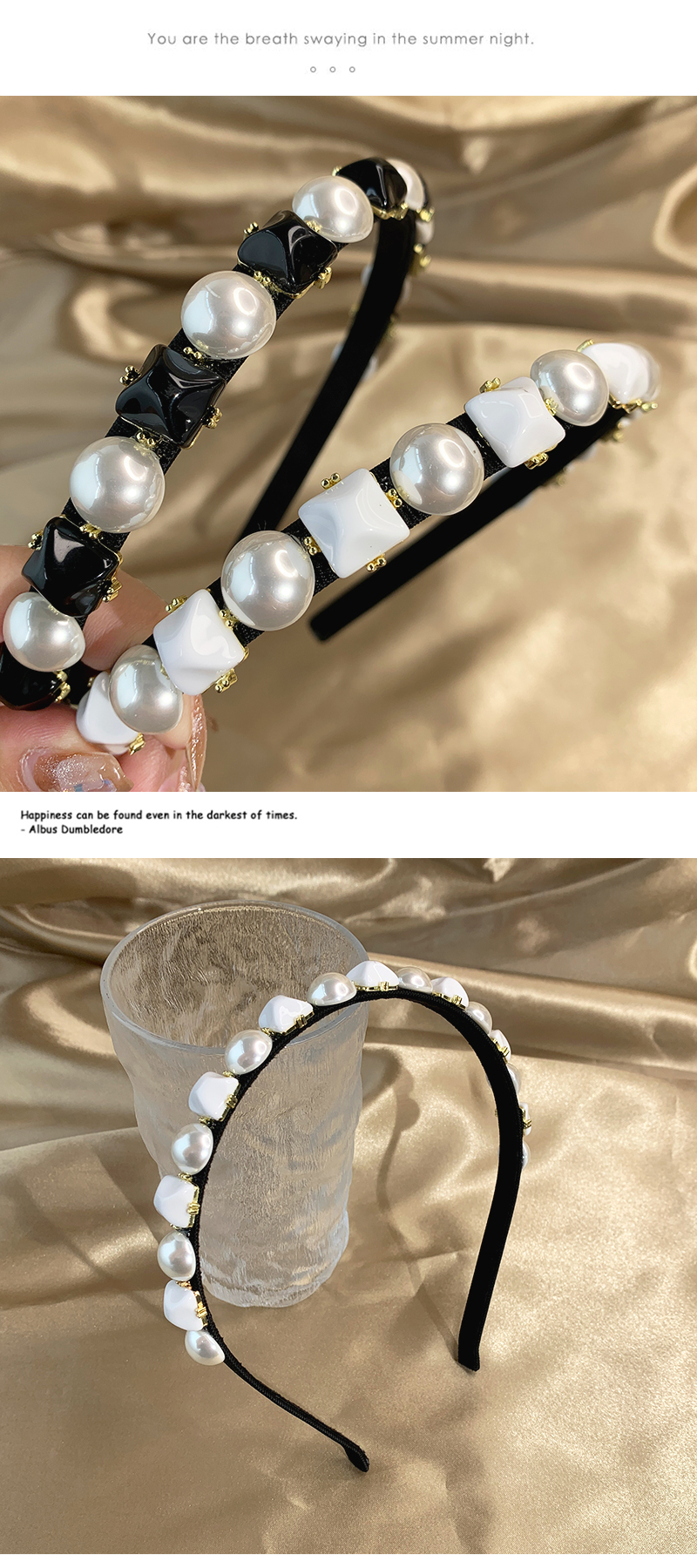 Retro Pearl Decor Thin Headband Wholesale display picture 2