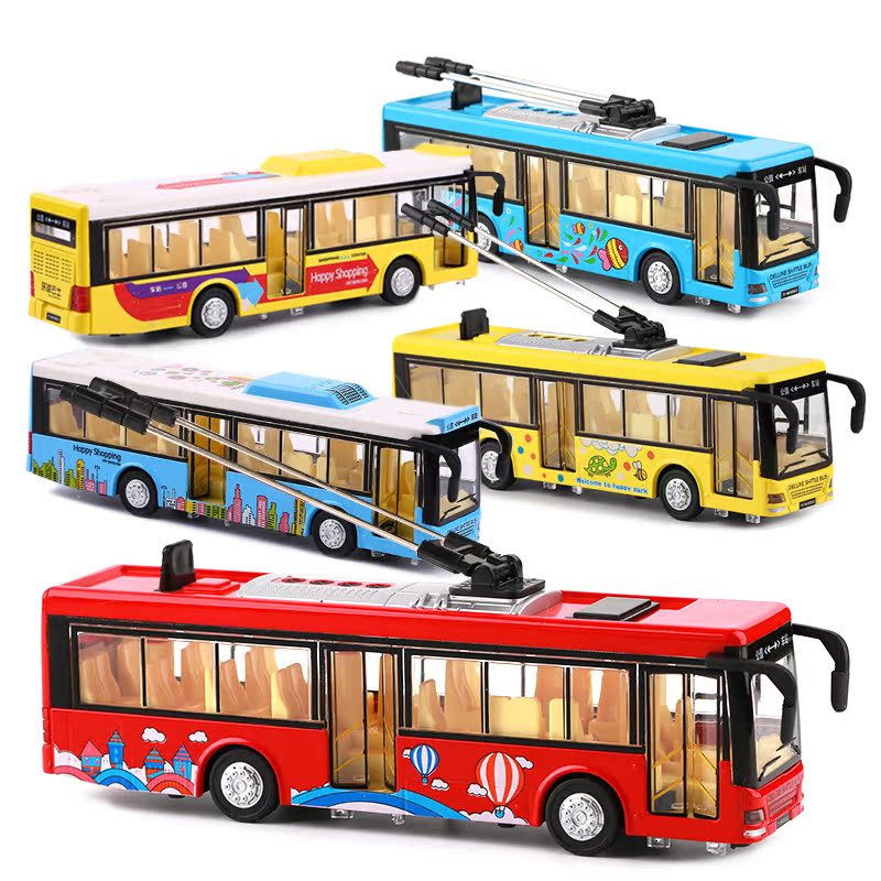 Sky Eagle big alloy voice audible and visual electric bike bus Globe bus travel bus car model boy toy