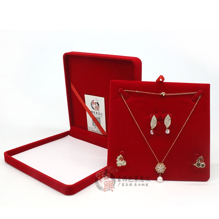 Gift Jewelry Box High-grade Flannel Jewelry Packaging Box Large Set Gold Set Box Pearl Necklace Knot Wedding Box