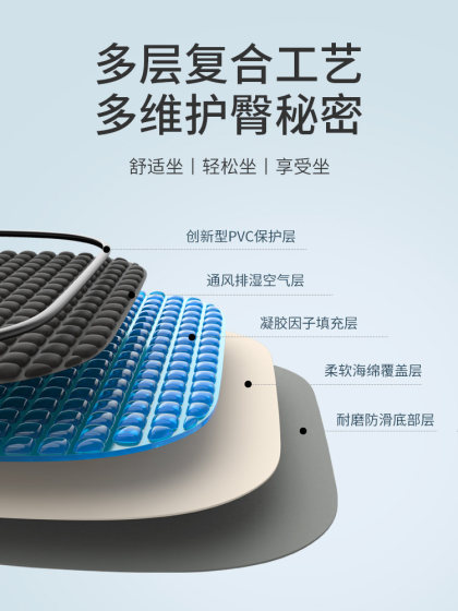 夏季坐垫椅子垫办公室久坐神器蜂窝凝胶冰垫汽车透气硅胶凉垫屁垫