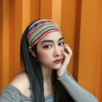 Broken hair wide headband Bohemia cotton sports hair band yoga Sweat Belt running fitness men and women wide headband