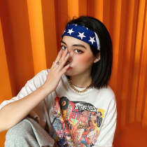 Hot stamping silver hip hop sports personality headscarf male hiphop hair belt sweat Street Tide people Korean wide headband female