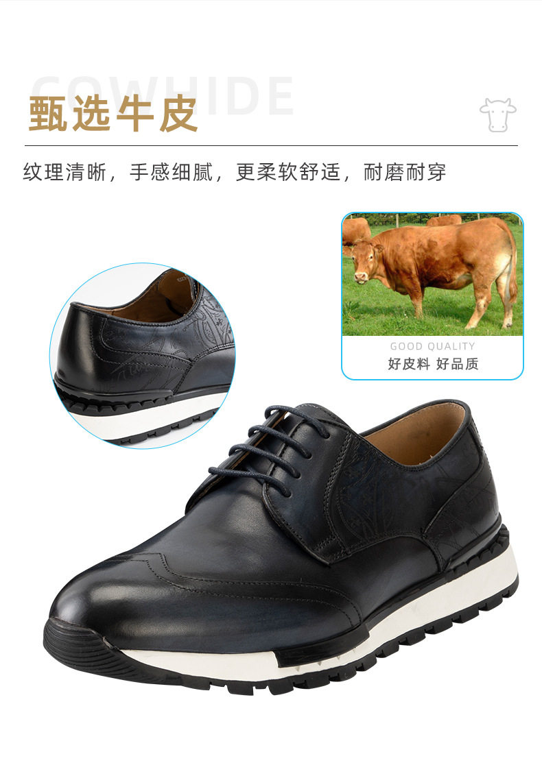 Chaussures Derby Homme en Cuir Véritable à Lacets Style Business Casual