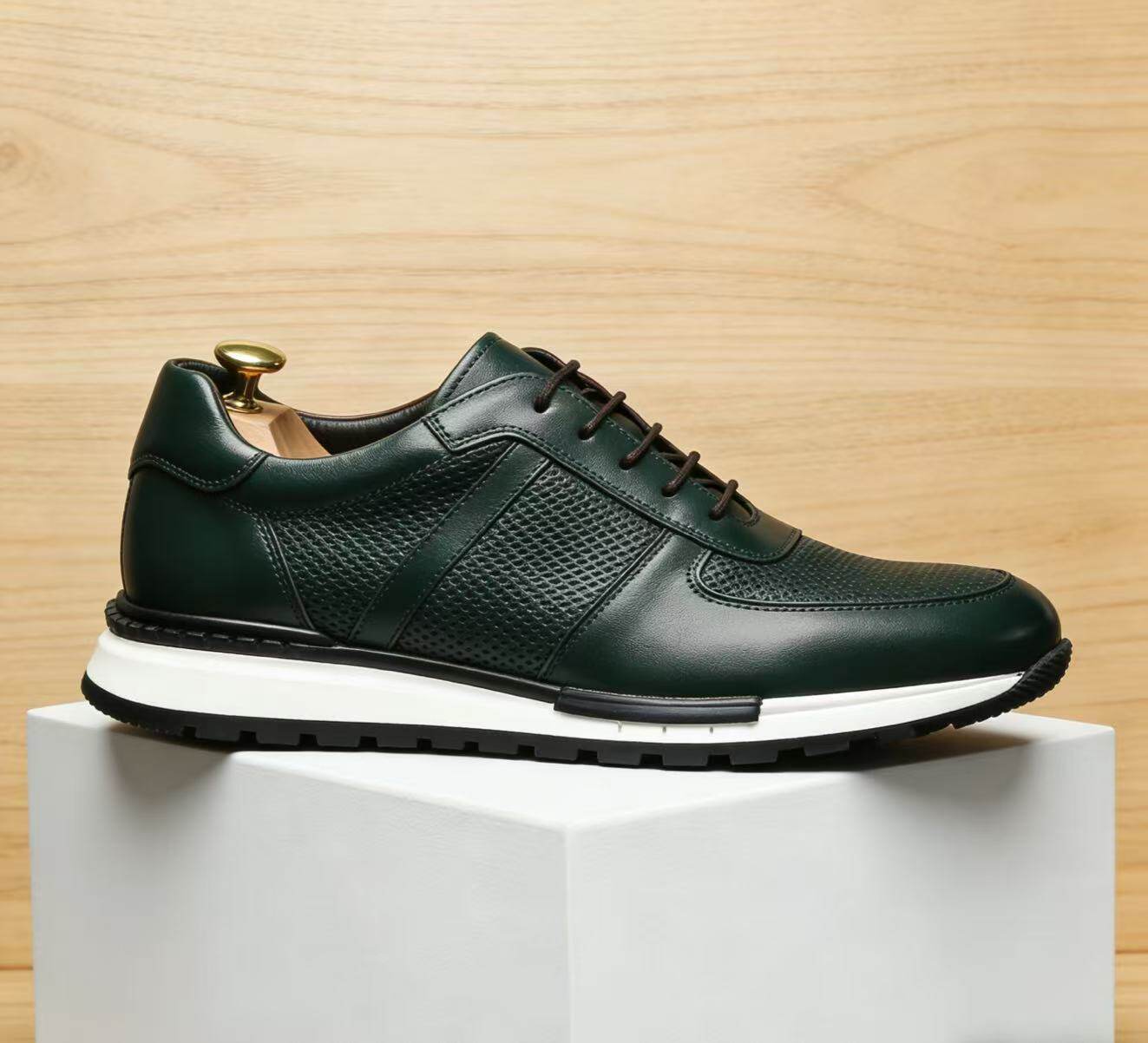 Chaussures Homme Cuir de Vachette Gaufré Respirantes à Lacets Toutes Saisons