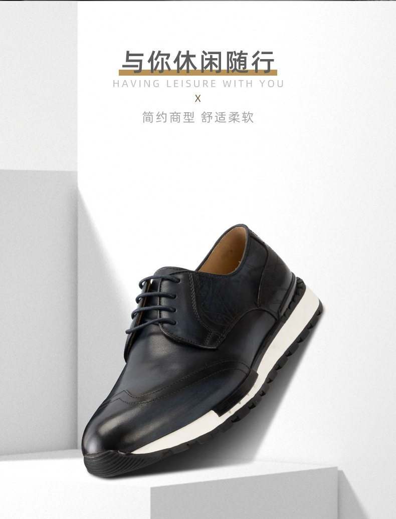 Chaussures Derby Homme en Cuir Véritable à Lacets Style Business Casual