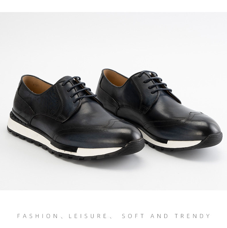 Chaussures Derby Homme en Cuir Véritable à Lacets Style Business Casual