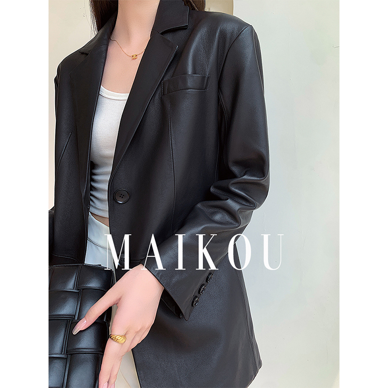 【High-Quality 100% First-Layer Sheepskin】Genuine Leather Blazer for Women 2026 New Style High-End Suit 【High-Quality 100% First-Layer Sheepskin】Genuine Leather Blazer for Women 2026 New Style High-End Suit