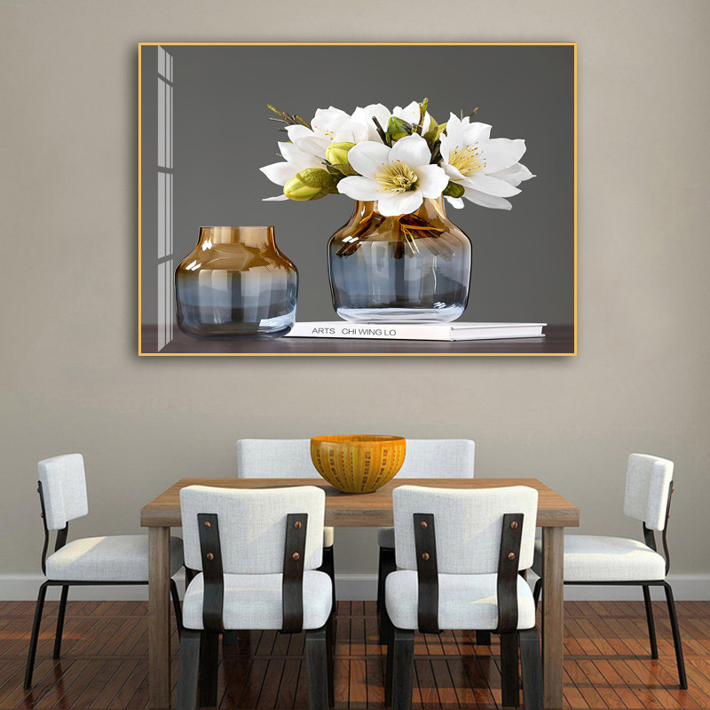 Restaurant decoration painting creative vase dining room hanging painting kitchen single-frame bedroom crystal porcelain painting modern simple living room mural